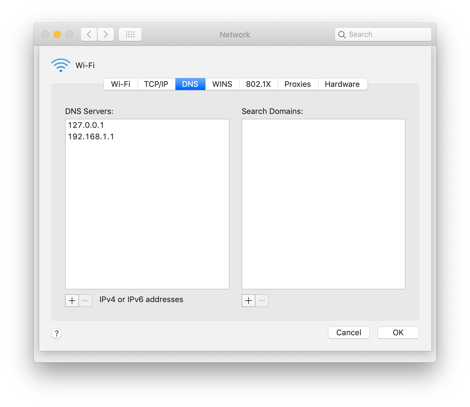 network preferences dns